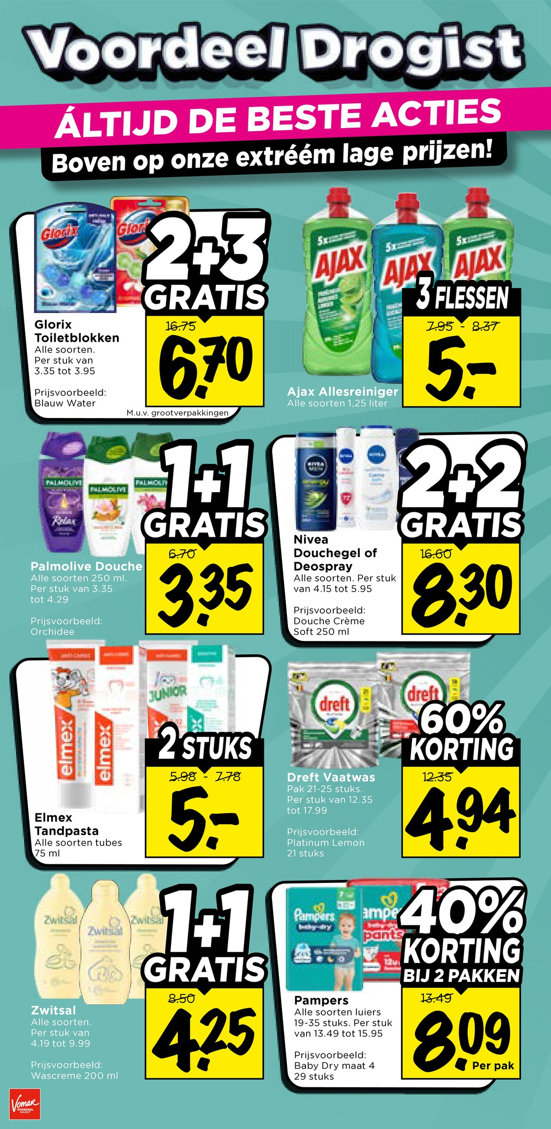 Pampers, gemarkeerd op pagina 6 van de Vomar folder