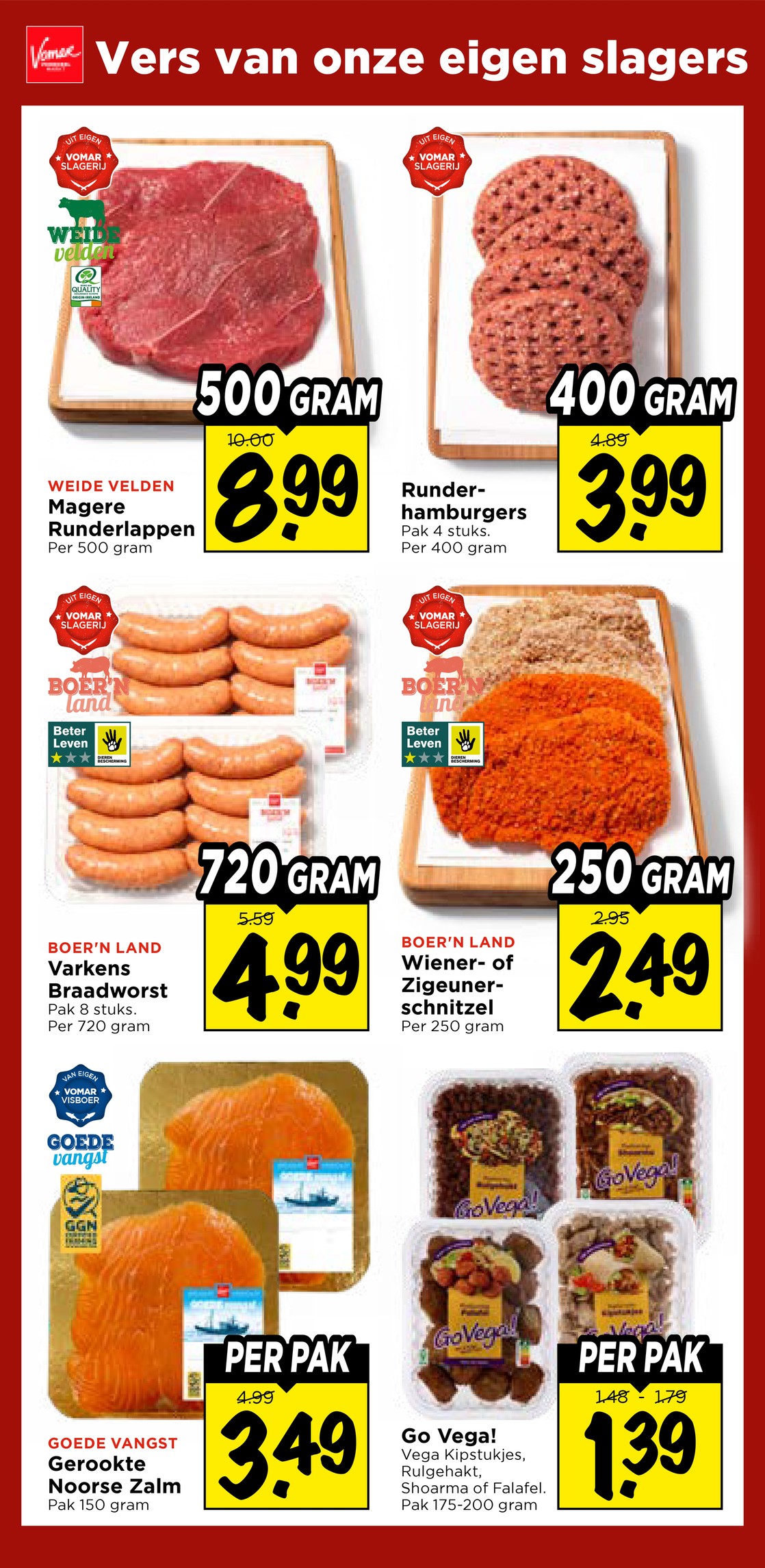 Gerookte Noorse Zalm, gemarkeerd op pagina 12 van de Vomar folder