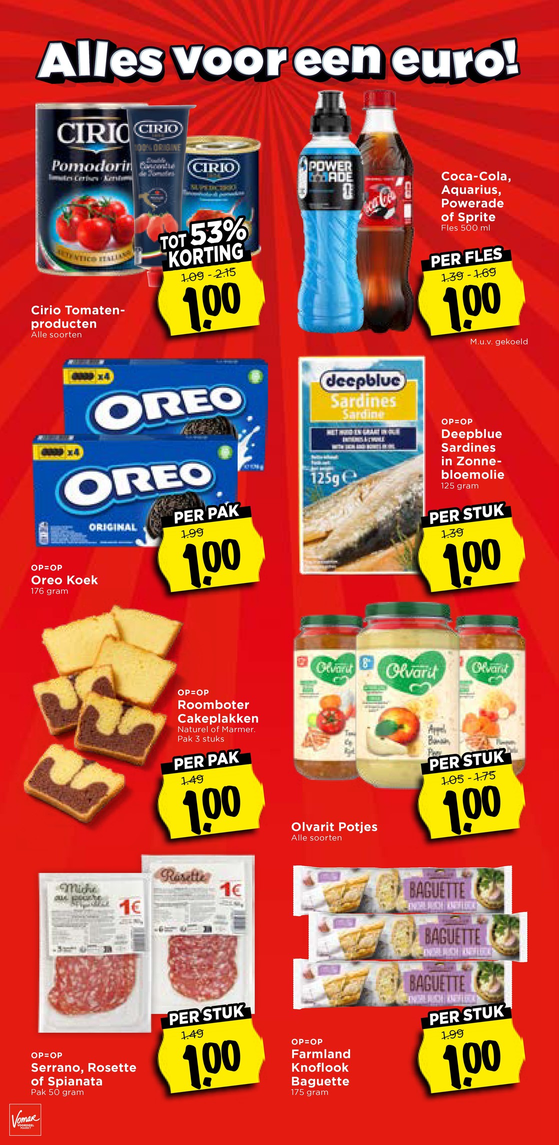 Coca-Cola, Aquarius, Powerade of Sprite, gemarkeerd op pagina 25 van de Vomar folder