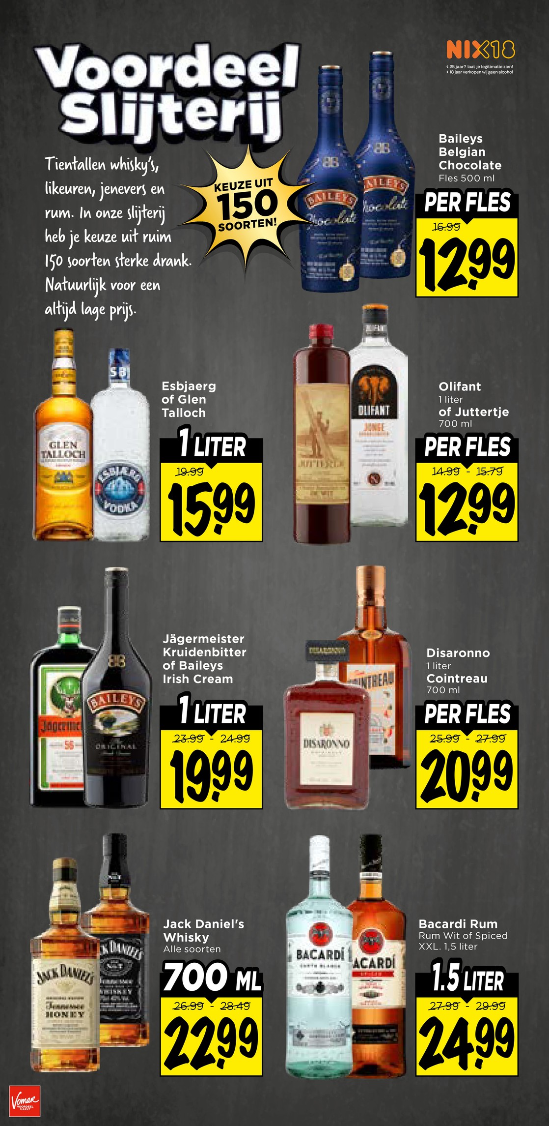 Baileys Belgian Chocolate, gemarkeerd op pagina 27 van de Vomar folder