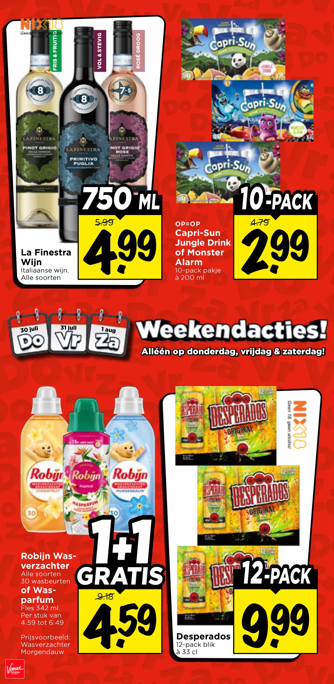 Robijn Wasverzachter of Wasparfum, gemarkeerd op pagina 33 van de Vomar folder