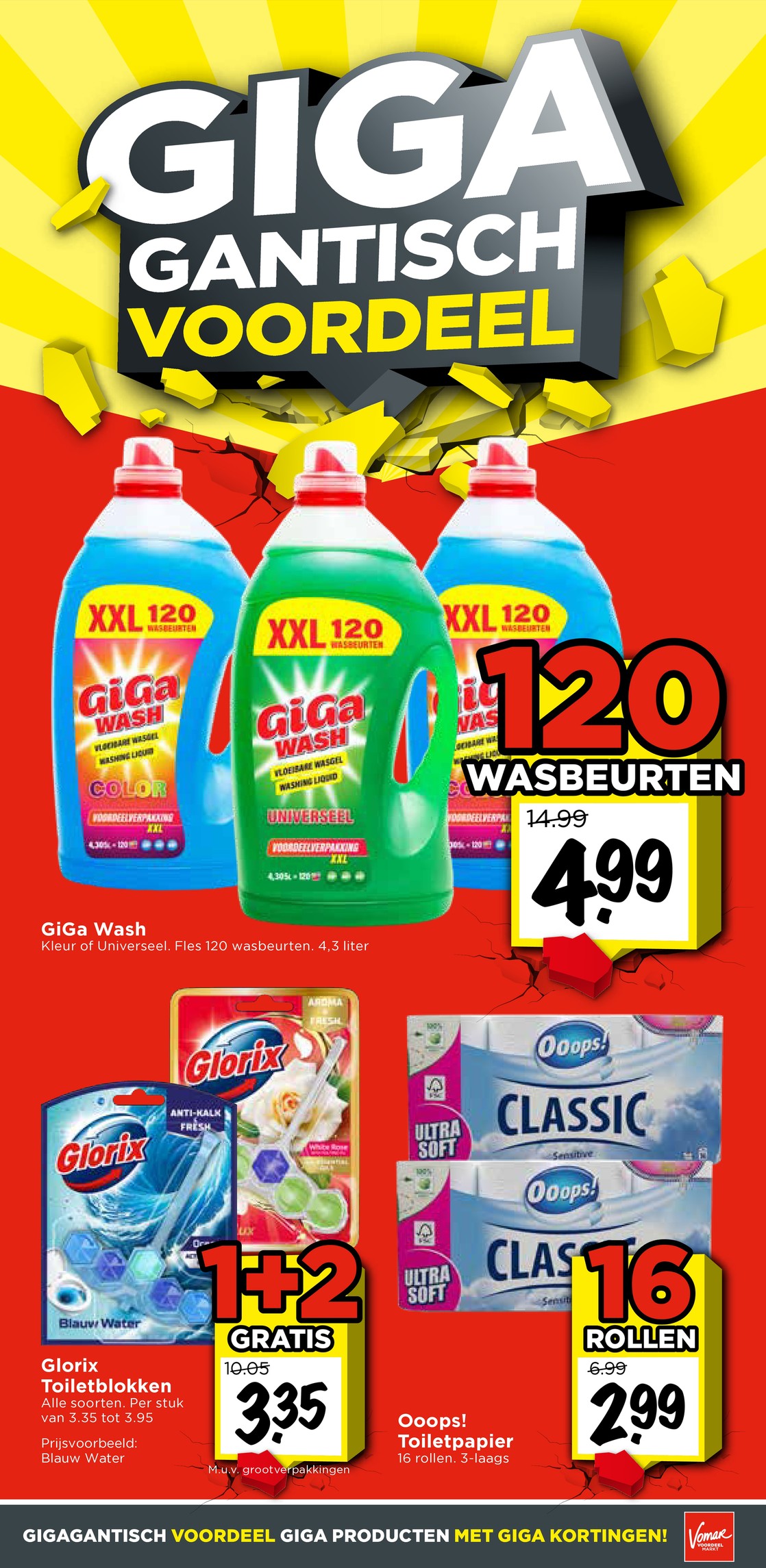 Ooops! Toiletpapier, gemarkeerd op pagina 10 van de Vomar folder