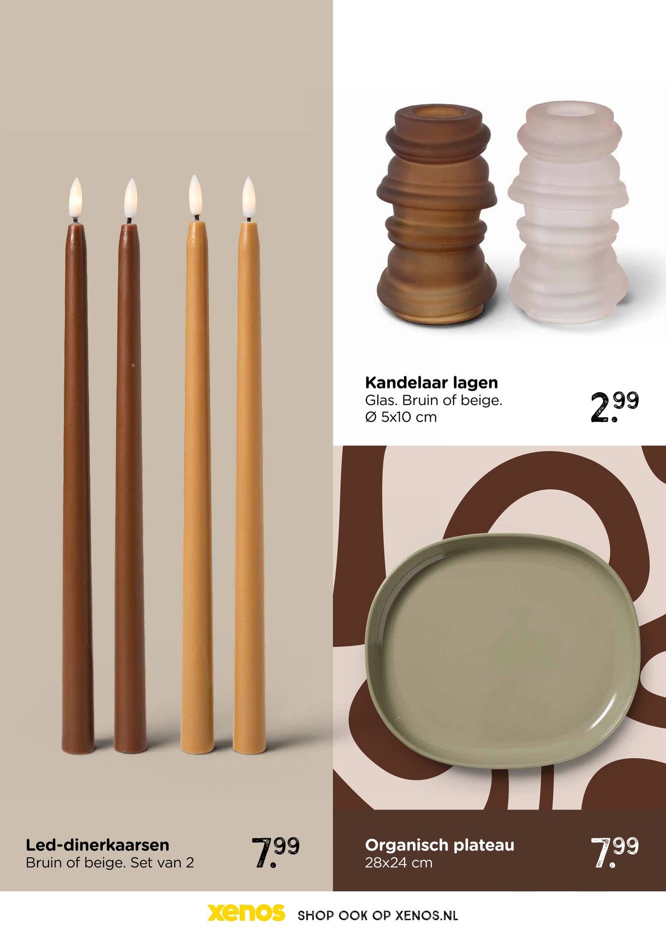 Led-dinerkaarsen, gemarkeerd op pagina 26 van de Xenos folder