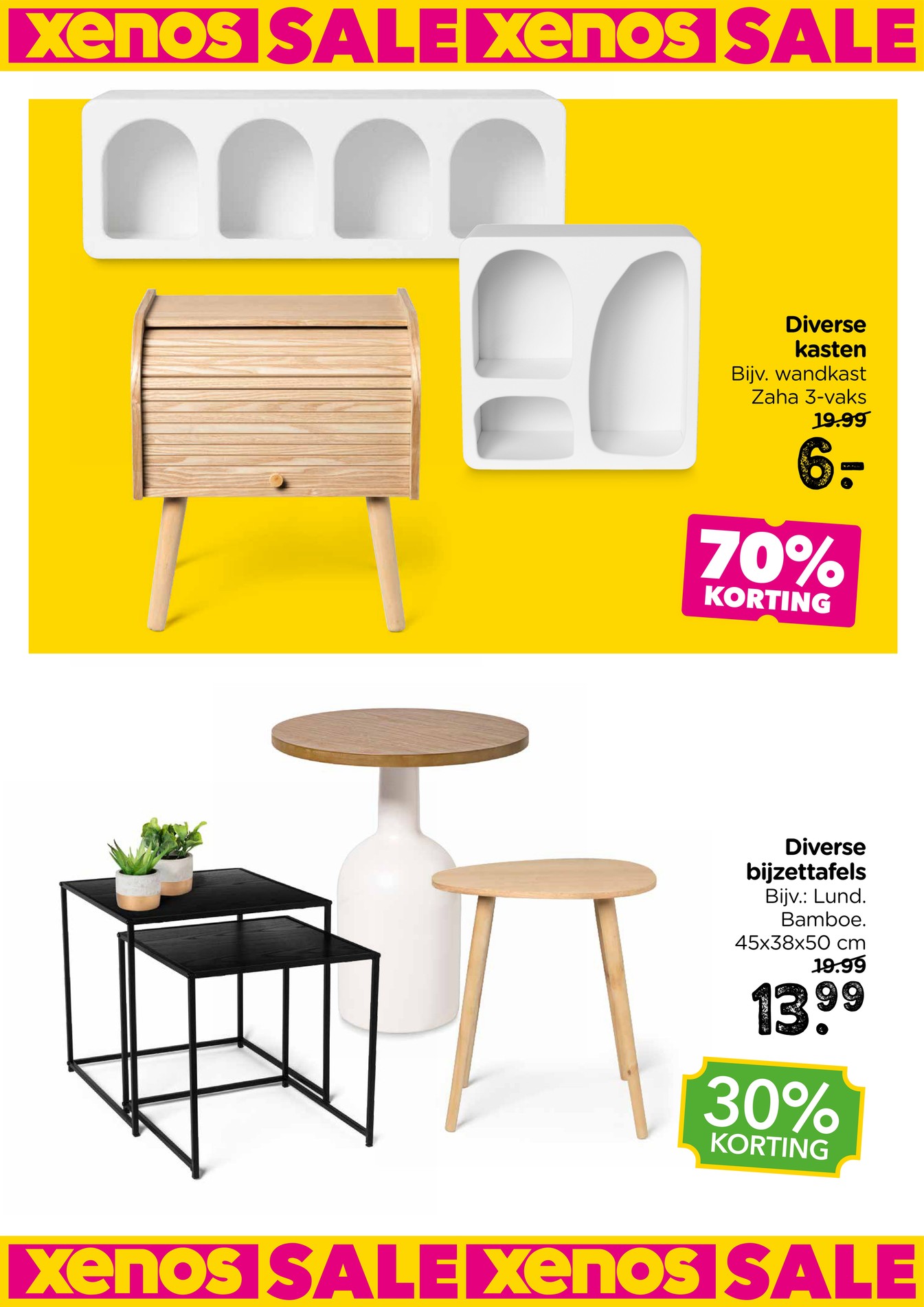 Diverse kasten, gemarkeerd op pagina 16 van de Xenos folder