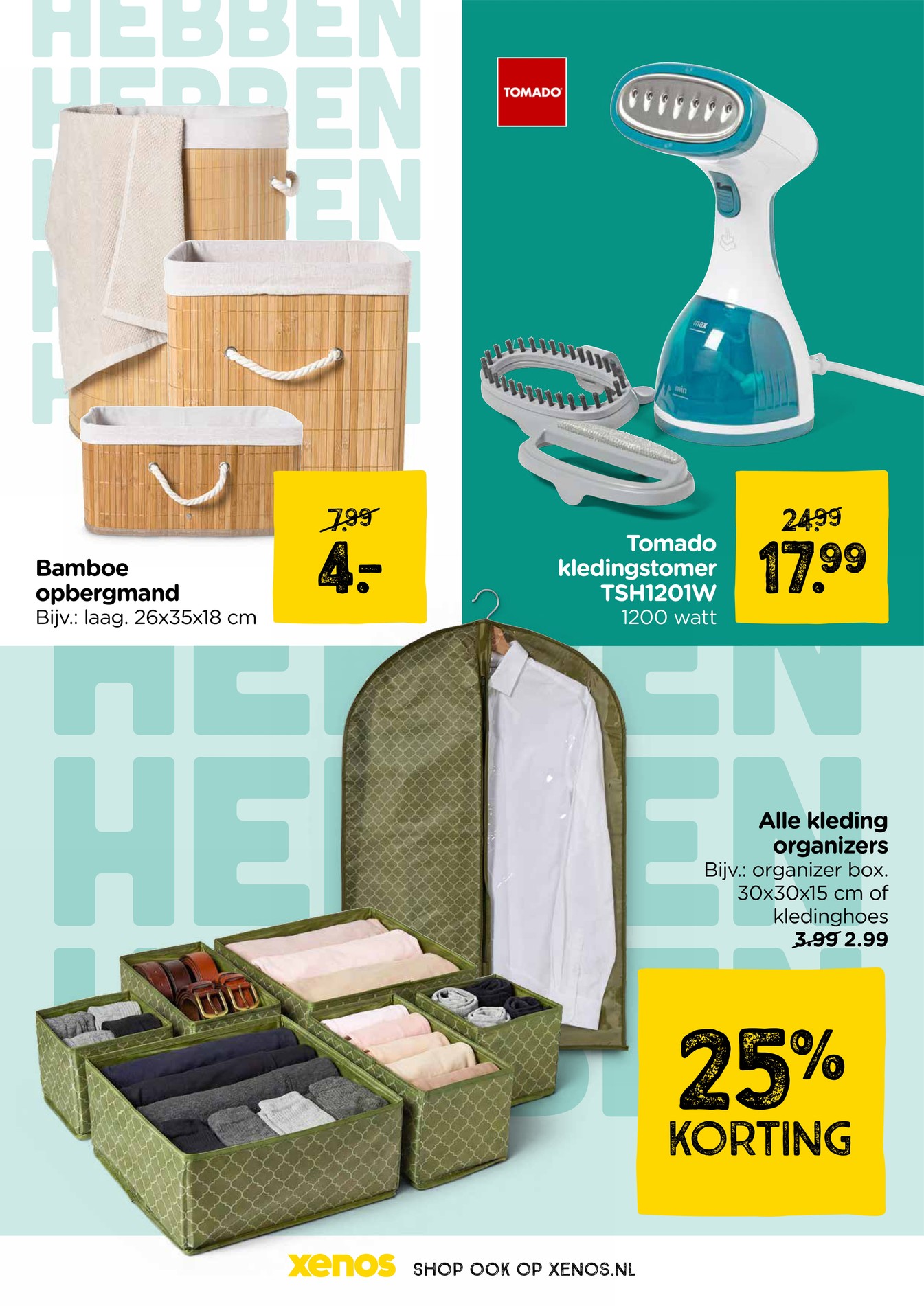 Alle kleding organizers, gemarkeerd op pagina 4 van de Xenos folder