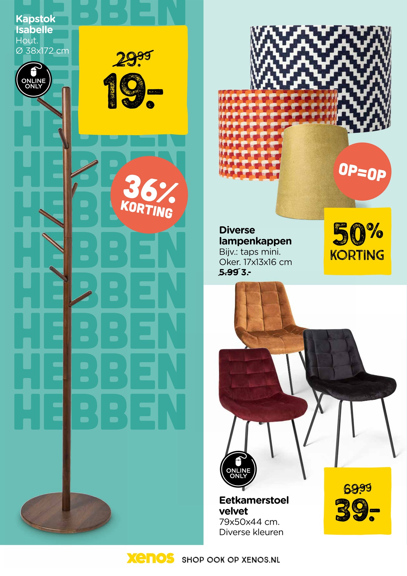 Eetkamerstoel velvet, gemarkeerd op pagina 8 van de Xenos folder