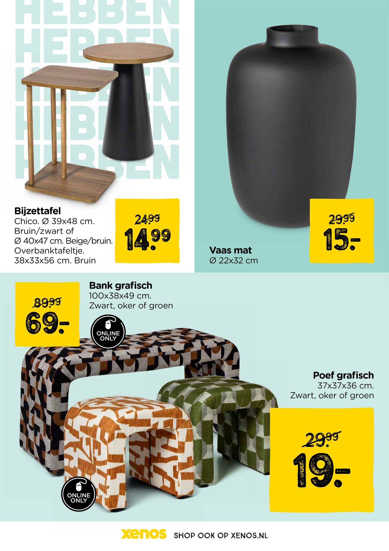 Bijzettafel, gemarkeerd op pagina 10 van de Xenos folder