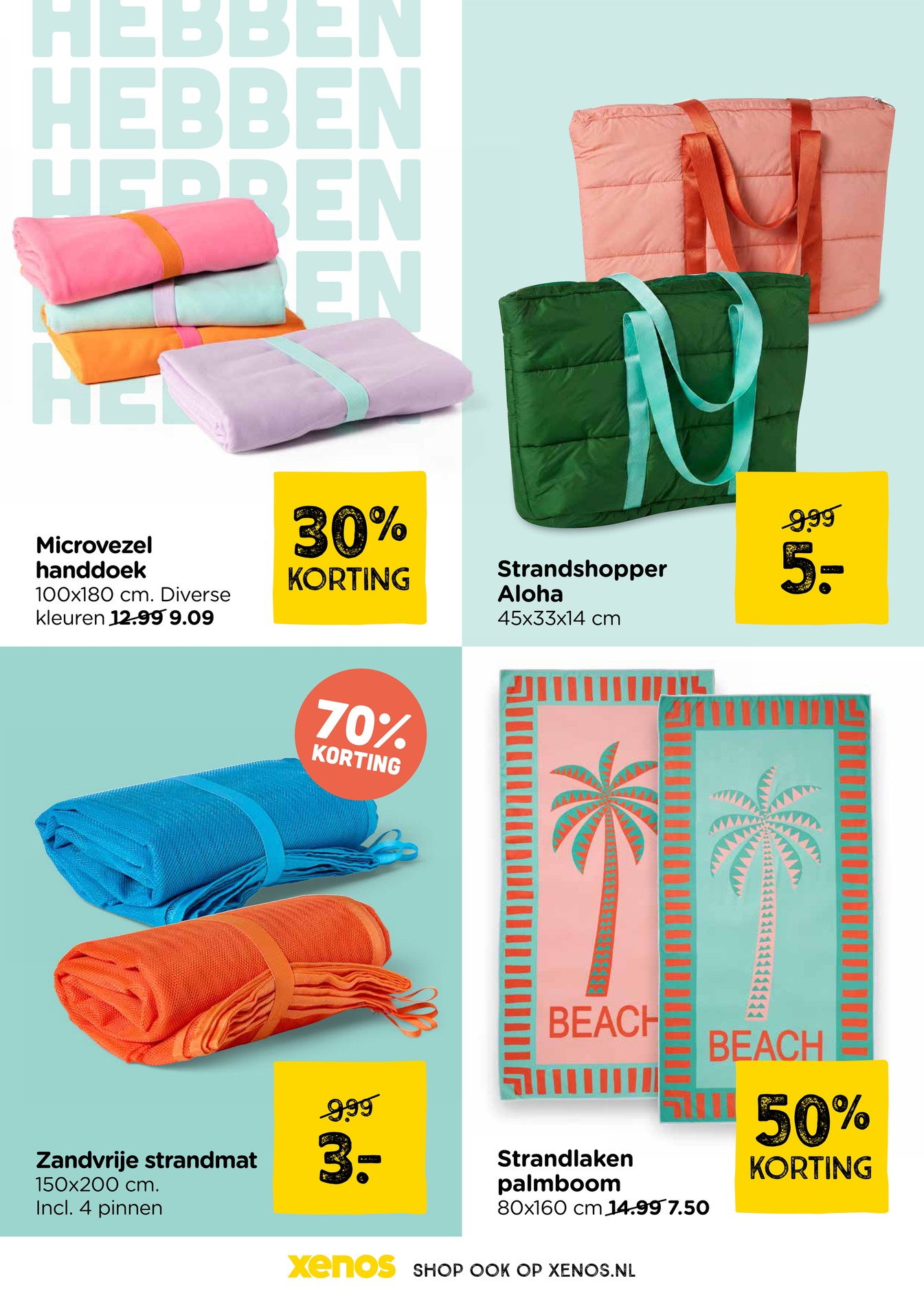 Microvezel handdoek, gemarkeerd op pagina 15 van de Xenos folder