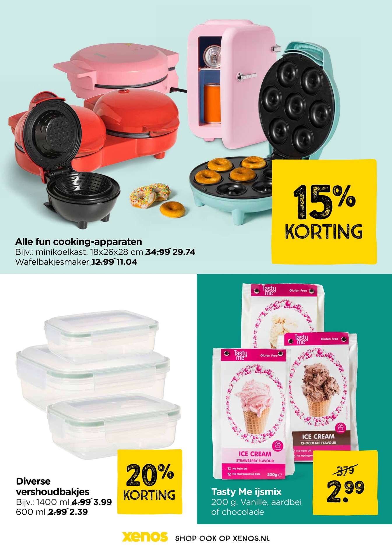Diverse vershoudbakjes, gemarkeerd op pagina 19 van de Xenos folder