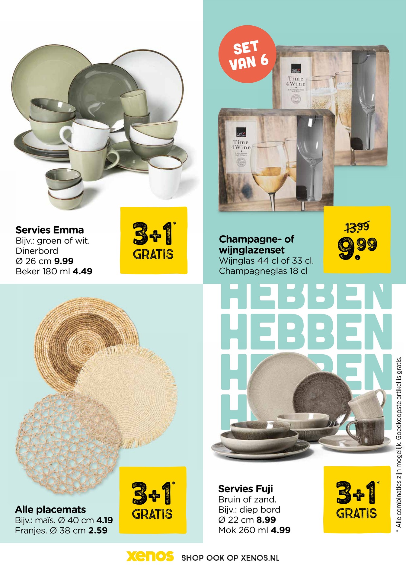 Champagne- of wijnglazenset, gemarkeerd op pagina 21 van de Xenos folder