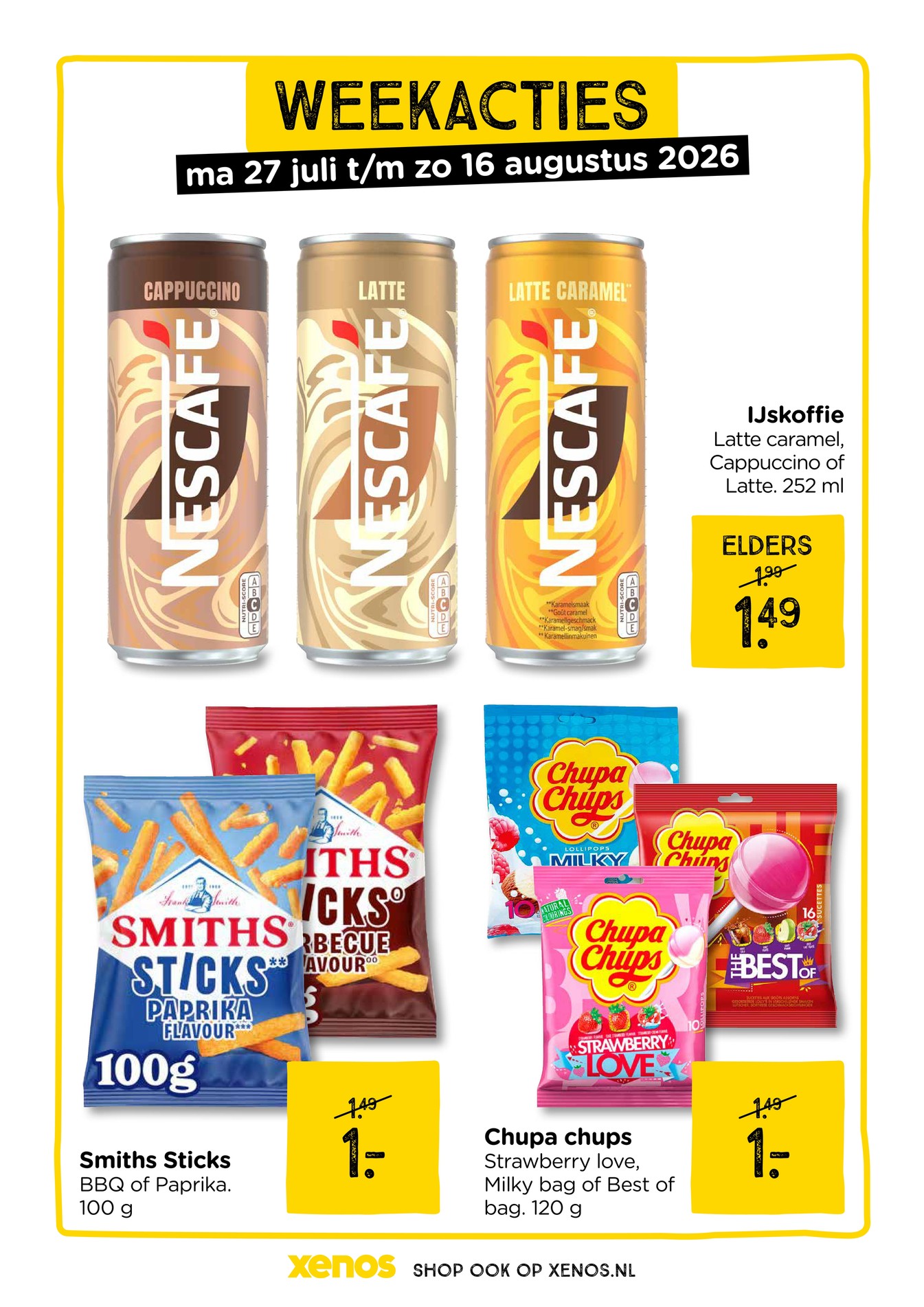 IJskoffie, gemarkeerd op pagina 26 van de Xenos folder