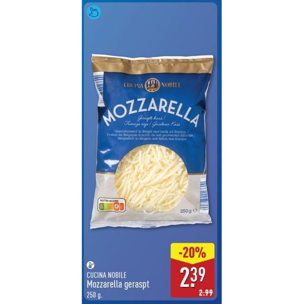 Mozzarella geraspt