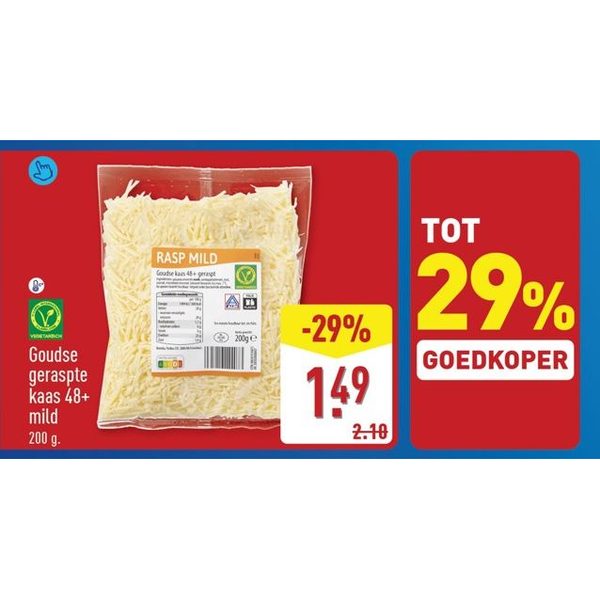 Goudse geraspte kaas 48+ mild