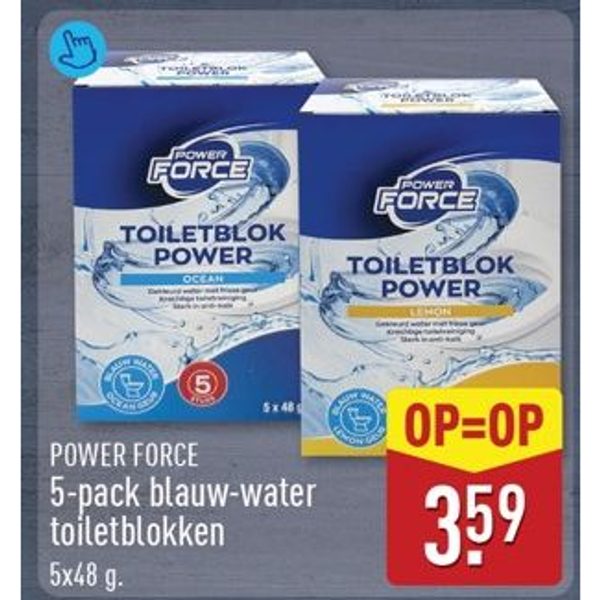 Power Force 5-pack blauw-water toiletblokken