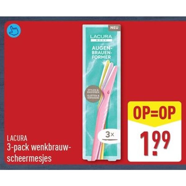 Lacura 3-pack wenkbrauw-scheermesjes