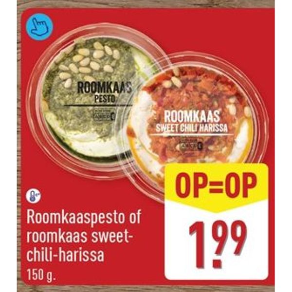 Roomkaaspesto of roomkaas sweet-chili-harissa