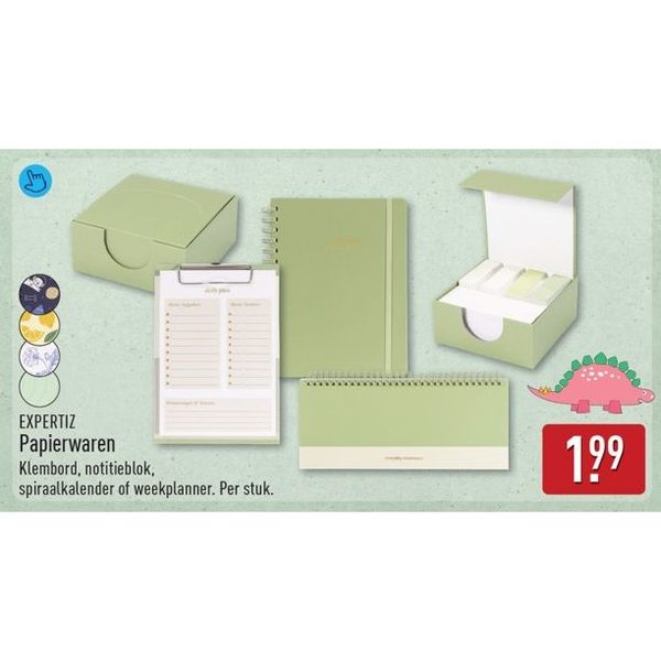 Papierwaren (klembord, notitieblok, kalender, weekplanner)