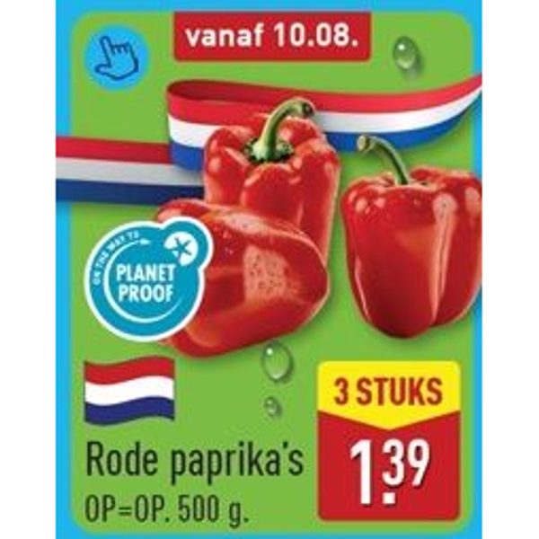 Rode paprika's