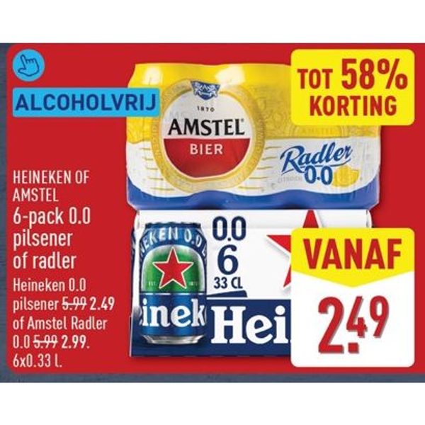Heineken of Amstel 6-pack 0.0