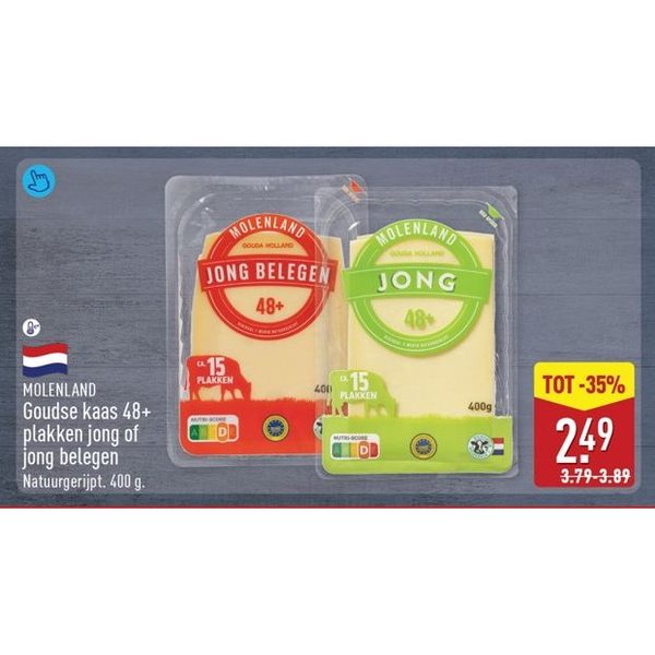 MOLENLAND Goudse kaas 48+ plakken jong of jong belegen