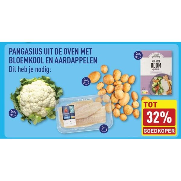 Pangasius uit de oven met bloemkool en aardappelen