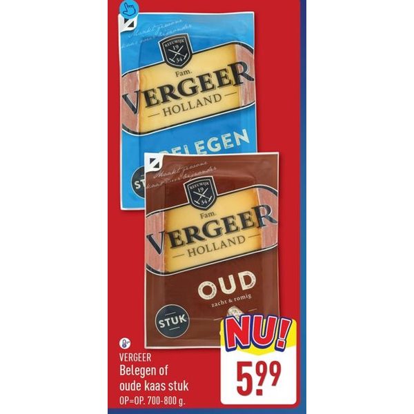Vergeer Belegen of oude kaas stuk