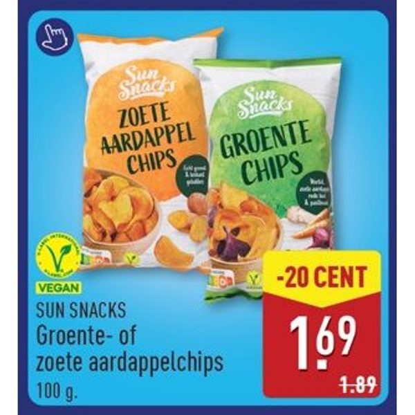 SUN SNACKS Groente- of zoete aardappelchips