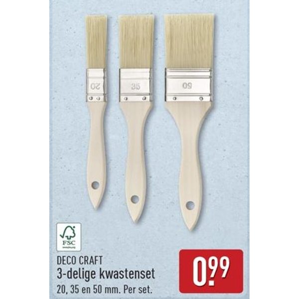 DECO CRAFT 3-delige kwastenset
