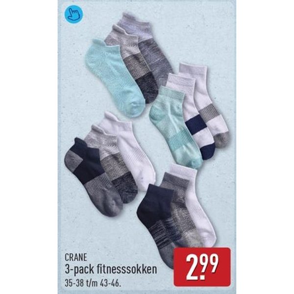 Crane 3-pack fitnesssokken