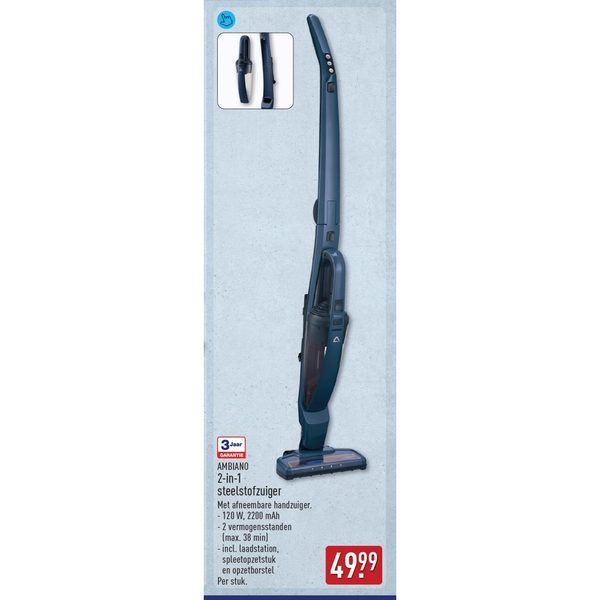 Ambiano 2-in-1 steelstofzuiger