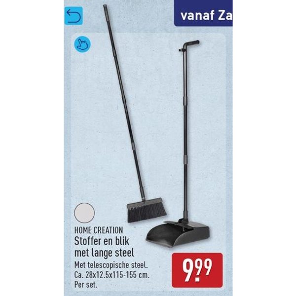 Stoffer en blik met lange steel