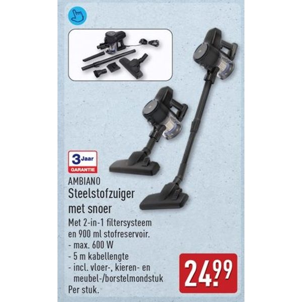 Ambiano Steelstofzuiger met snoer