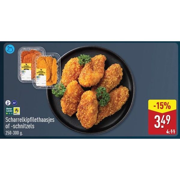 Scharrelkipfilethaasjes of -schnitzels