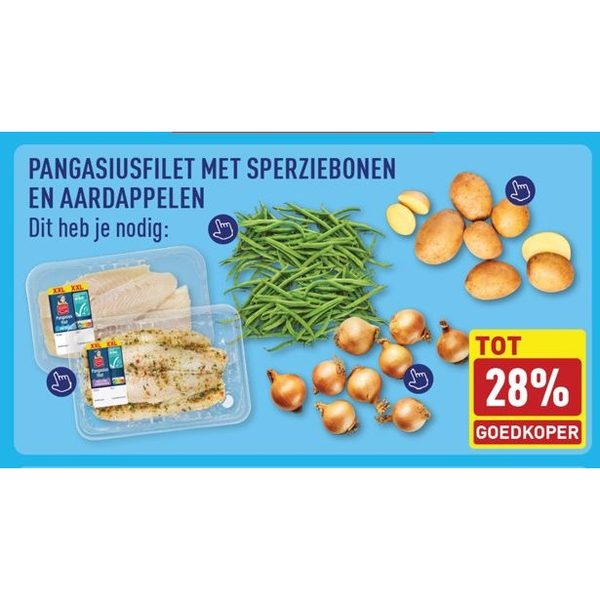 Pangasiusfilet met sperziebonen en aardappelen