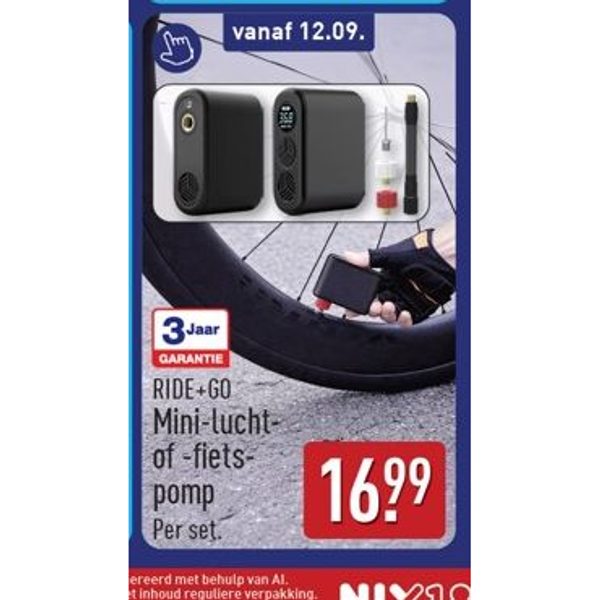 Ride+Go Mini-lucht- of -fietspomp