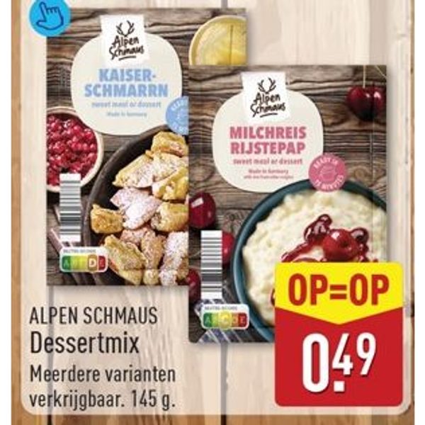 Dessertmix (Kaiserschmarrn of Rijstepap)