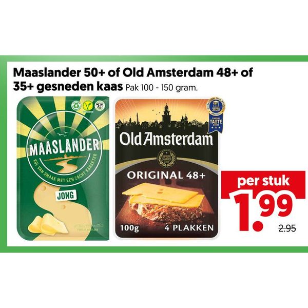 Maaslander 50+ of Old Amsterdam 48+ of 35+ gesneden kaas