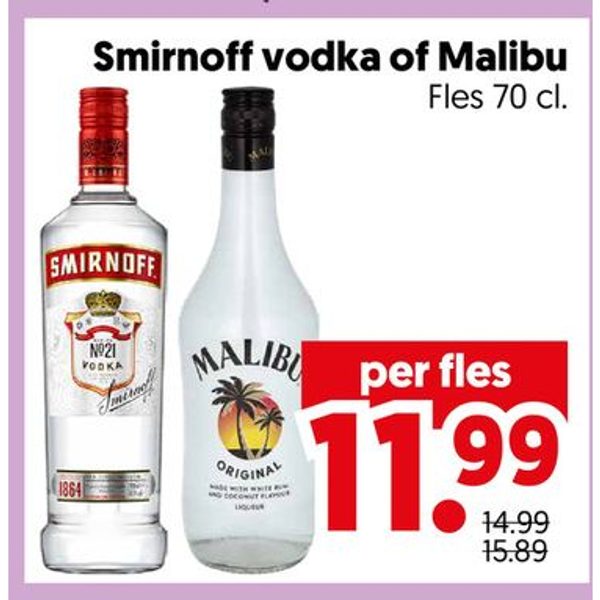 Smirnoff vodka of Malibu