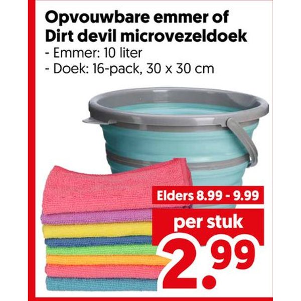 Opvouwbare emmer of Dirt devil microvezeldoek