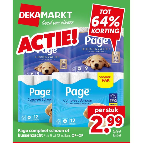 Page toiletpapier Kussenzacht of Compleet Schoon