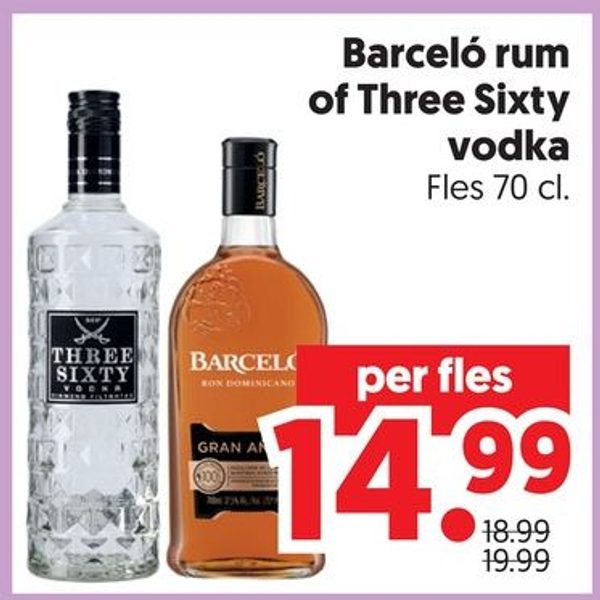 Barceló rum of Three Sixty vodka