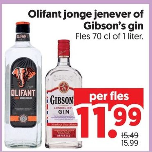 Olifant jonge jenever of Gibson's gin