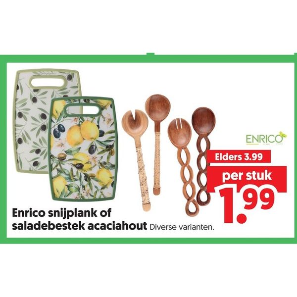 Enrico snijplank of saladebestek acaciahout