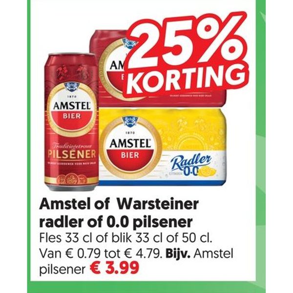 Amstel of Warsteiner radler of 0.0 pilsener