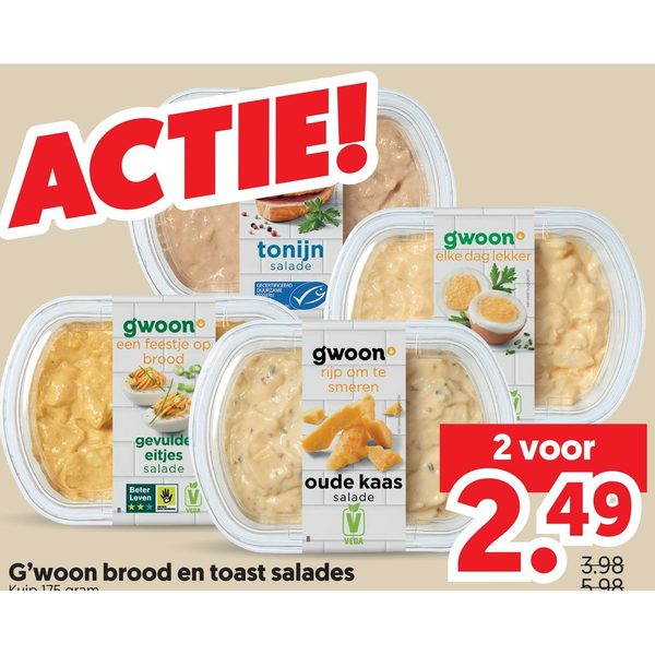 G'woon brood en toast salades