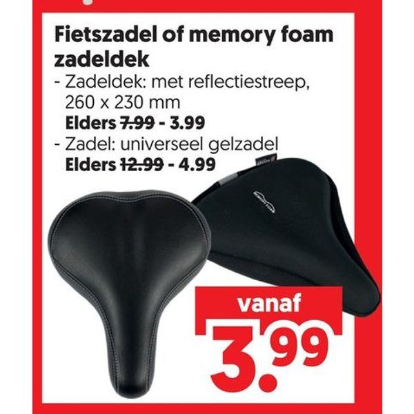Fietszadel of memory foam zadeldek