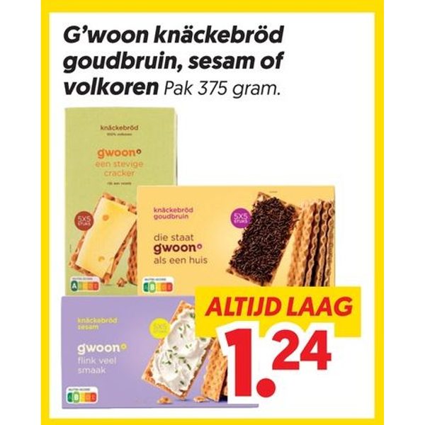 Knäckebröd goudbruin, sesam of volkoren