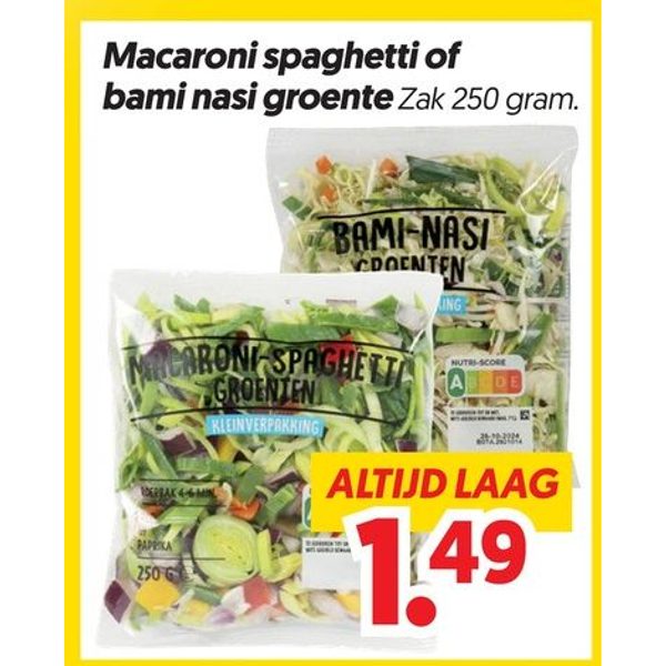 Macaroni spaghetti of bami nasi groente