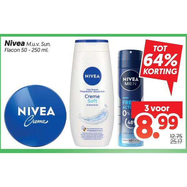 Nivea doucheschuim, crème en deodorant