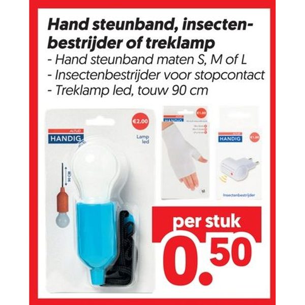 Hand steunband, insectenbestrijder of treklamp
